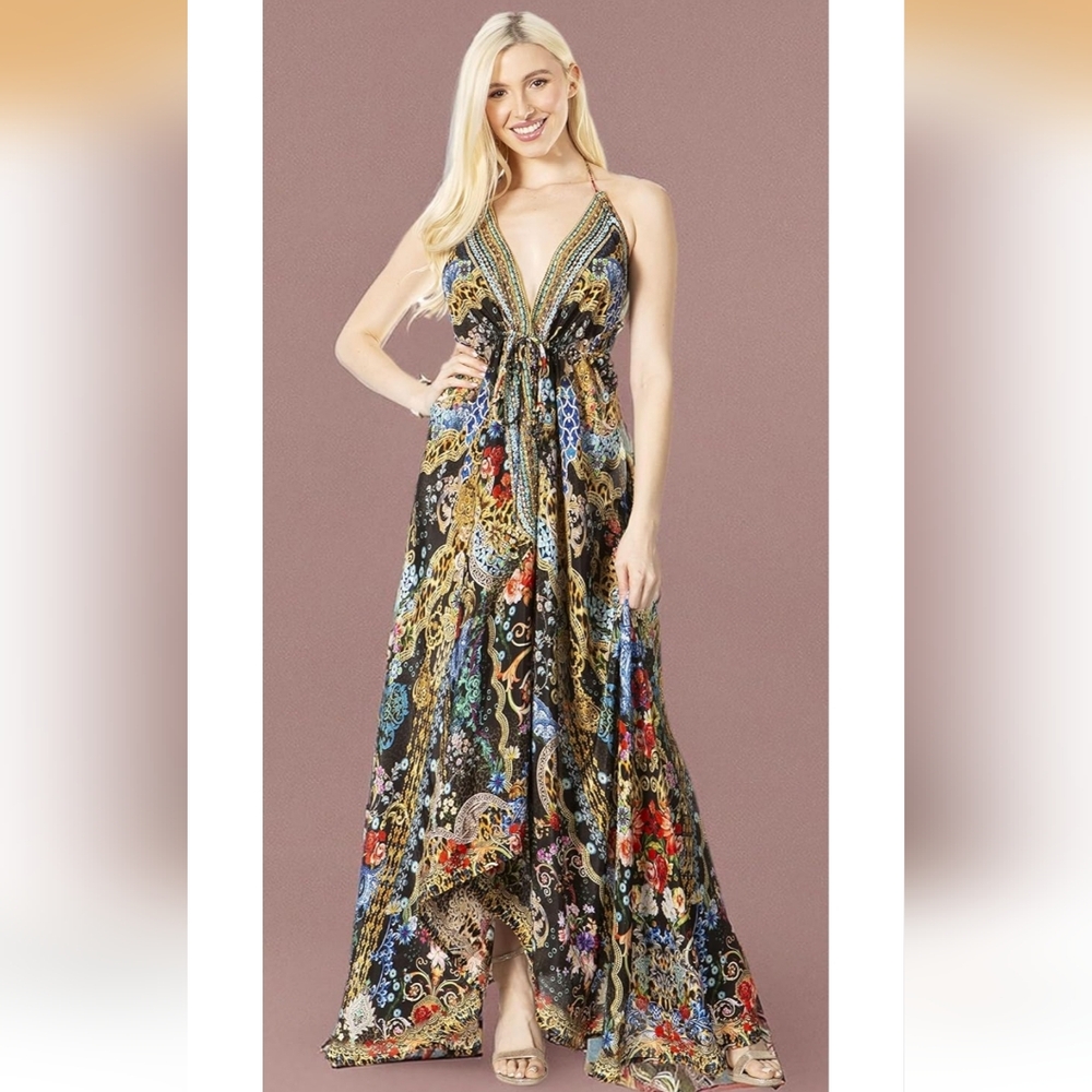 Sakkas Lizi 2 Women's Maxi High-Low Halter Handkerchief Dress New With Tags Qty1
